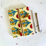 Designer Handmade Paper Bamboo Diaries - DEVRAAJ HANDMADE PAPER, PLANTABLE SEED PAPERS & PAPER PRODUCTS - OffWhite & Yellow