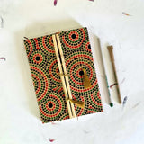 Designer Handmade Paper Bamboo Diaries - DEVRAAJ HANDMADE PAPER, PLANTABLE SEED PAPERS & PAPER PRODUCTS - Red & Green Dots