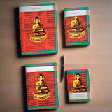 Devraaj Handmade Paper Lord Budhdha Diary Set Of 4 different size with Seed Pens & Seed Pencils - DEVRAAJ HANDMADE PAPER, PLANTABLE SEED PAPERS & PAPER PRODUCTS - Carrot Red