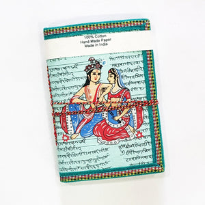 Devraaj Handmade Paper Radha - Krishna Diary 5"x7" with Plantable seed pen & seed pencil - DEVRAAJ HANDMADE PAPER, PLANTABLE SEED PAPERS & PAPER PRODUCTS - Mix Colours Set Of 5 Diaries