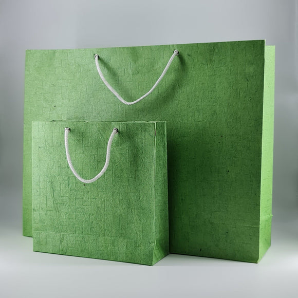 Eco - friendly Emboss Textured Handmade Paper Bags Set of Two Size Bags ( 5 Sets ) - DEVRAAJ HANDMADE PAPER, PLANTABLE SEED PAPERS & PAPER PRODUCTS - Green