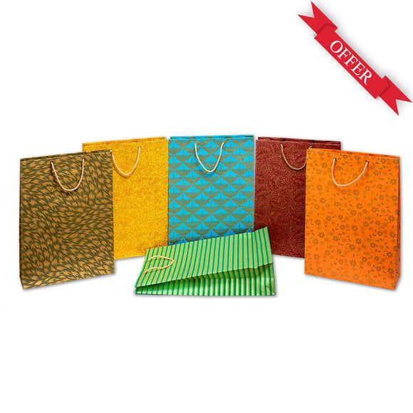 Eco - friendly Handmade Paper Vertical Bags (Mix Colour) - DEVRAAJ HANDMADE PAPER, PLANTABLE SEED PAPERS & PAPER PRODUCTS - 10 bags