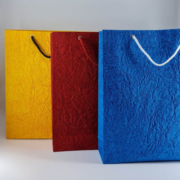 Eco - friendly Wrinkle Textured Handmade Paper Vertical Bags (Mix Colour) - DEVRAAJ HANDMADE PAPER, PLANTABLE SEED PAPERS & PAPER PRODUCTS - 10 bags