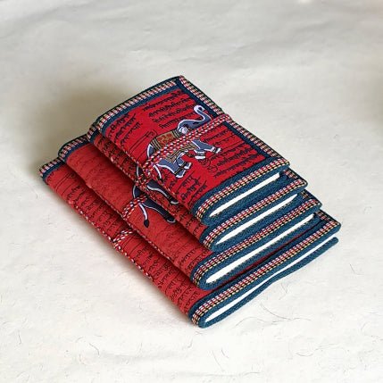 Elephant Design Handmade Paper Diary Set Of 4 different size with Seed Pens & Seed Pencils - DEVRAAJ HANDMADE PAPER, PLANTABLE SEED PAPERS & PAPER PRODUCTS - Red