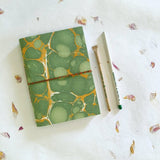 Marble Design Handmade Paper Notepad with Plantable Pen and Plantable Pencil - DEVRAAJ HANDMADE PAPER, PLANTABLE SEED PAPERS & PAPER PRODUCTS - Green & Golden