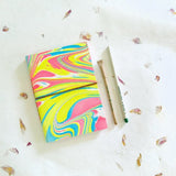 Marble Design Handmade Paper Notepad with Plantable Pen and Plantable Pencil - DEVRAAJ HANDMADE PAPER, PLANTABLE SEED PAPERS & PAPER PRODUCTS - Pink & Green