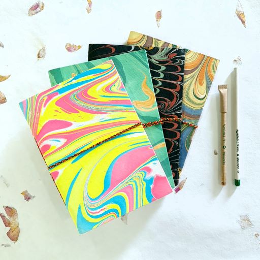 Marble Design Handmade Paper Notepad with Plantable Pen and Plantable Pencil - DEVRAAJ HANDMADE PAPER, PLANTABLE SEED PAPERS & PAPER PRODUCTS - Light Pink