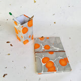 Marble Paper Diaries With Pen Stand - DEVRAAJ HANDMADE PAPER, PLANTABLE SEED PAPERS & PAPER PRODUCTS - Orange & Grey