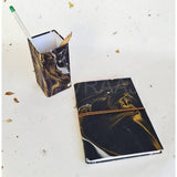 Marble Paper Diaries With Pen Stand - DEVRAAJ HANDMADE PAPER, PLANTABLE SEED PAPERS & PAPER PRODUCTS - Black and Golden