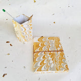 Marble Paper Diaries With Pen Stand - DEVRAAJ HANDMADE PAPER, PLANTABLE SEED PAPERS & PAPER PRODUCTS - White & Golden