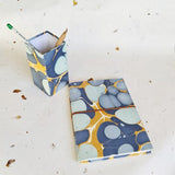 Marble Paper Diaries With Pen Stand - DEVRAAJ HANDMADE PAPER, PLANTABLE SEED PAPERS & PAPER PRODUCTS - Blue and Golden