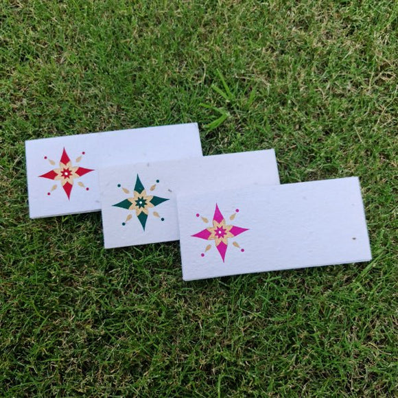 Plantable Seed Paper Money / Shagun Envelopes - STAR Design - DEVRAAJ HANDMADE PAPER, PLANTABLE SEED PAPERS & PAPER PRODUCTS - Mix Colour - All 3 Types
